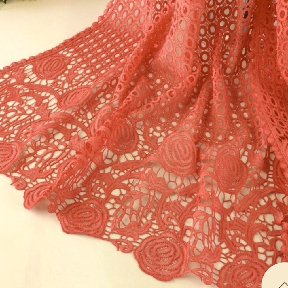 NEW VIBRANT RED ROSE LACE COTTON SCARF/WRAP